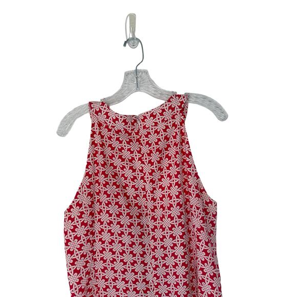 J. McLaughlin Nautical Yacht Pink White Printed Coastal Linen Dress Size 12 - Picture 6 of 9